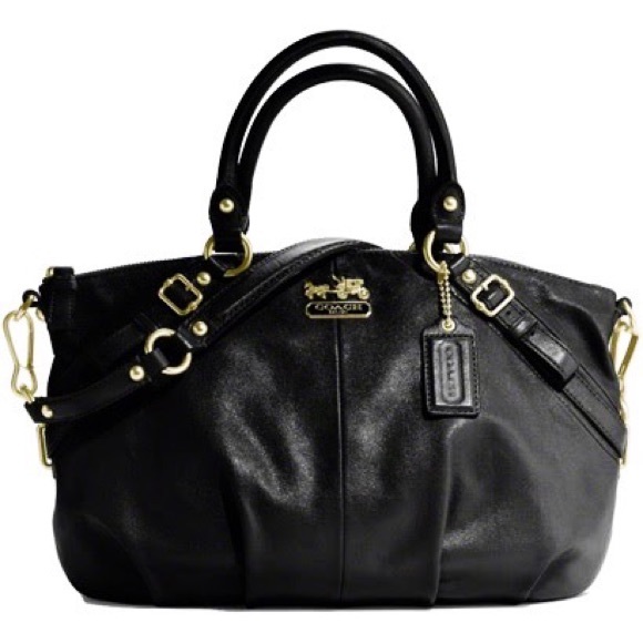 Coach Handbags - Coach Madison Black Leather Sophia Convertible Satchel to Shoulder Bag